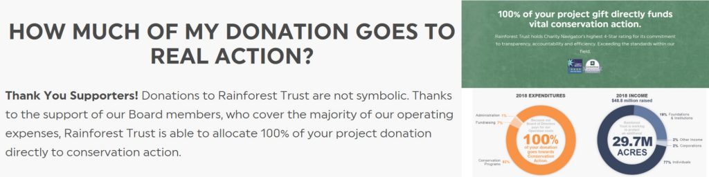 two screenshots of donations page